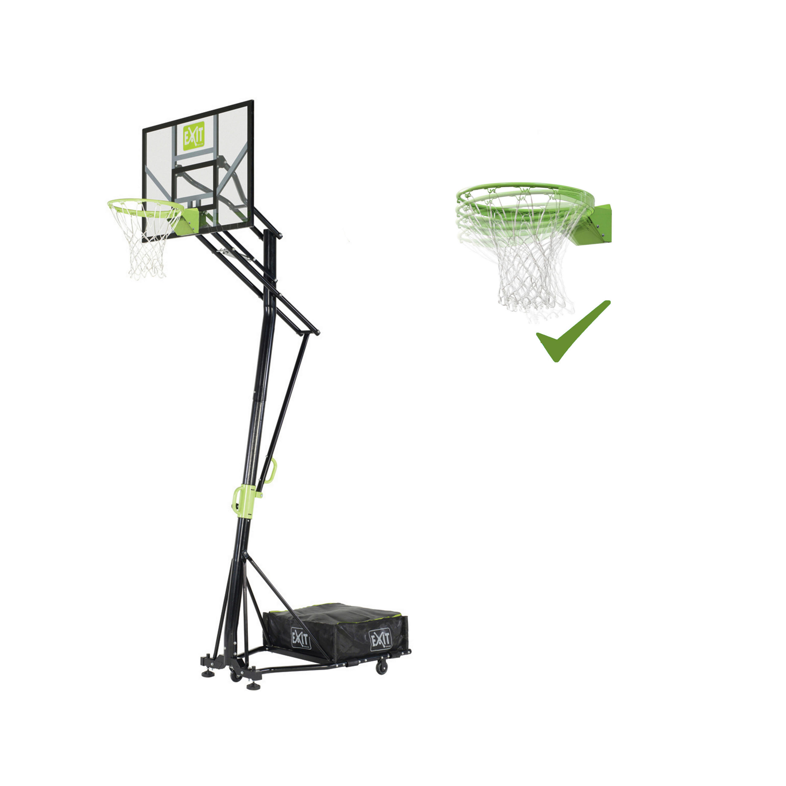 BASKETBALLKORB DUNKRING - Schwarz/Grün, KONVENTIONELL, Kunststoff/Metall (117/365/220cm) - EXIT Toys