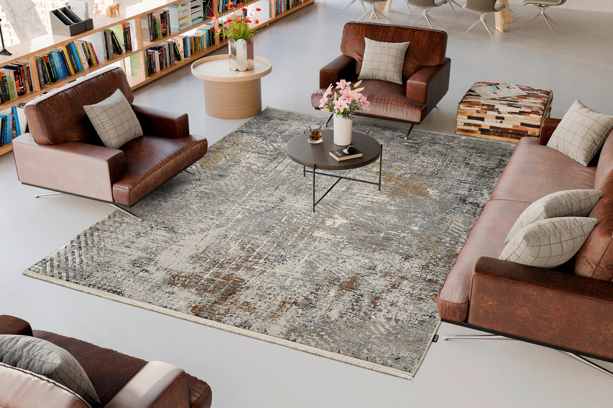 TEPPICH 80/150 cm Elandor Grau, Hellgrau, Beige  - Beige/Hellgrau, Design, Textil (80/150cm) - Novel