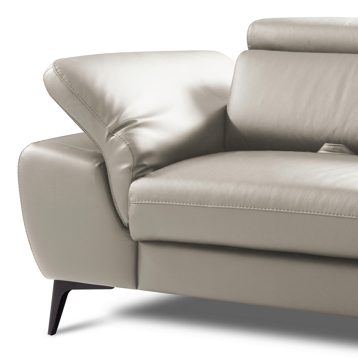 ECKSOFA  in Lederlook Echtleder Platinfarben  274/220 cm  - Platinfarben/Schwarz, Design, Leder/Textil (274/220cm) - Livetastic