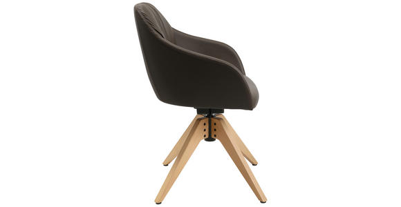 ARMLEHNSTUHL in Echtleder pigmentiert - Eichefarben/Braun, Design, Leder/Holz (58/82,5-85,2/60cm) - Johann Jakob