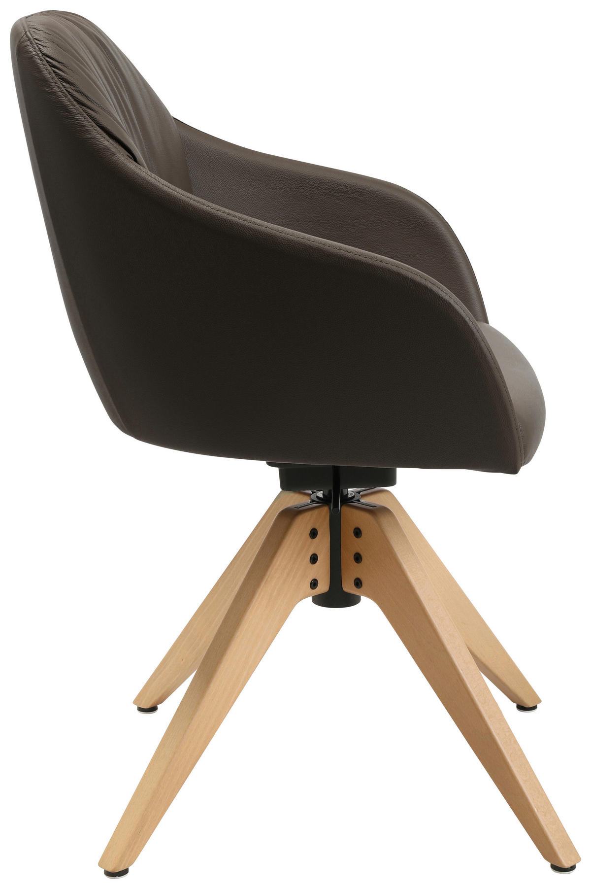 ARMLEHNSTUHL  in Echtleder pigmentiert  - Eichefarben/Braun, Design, Leder/Holz (58/82,5-85,2/60cm) - Johann Jakob