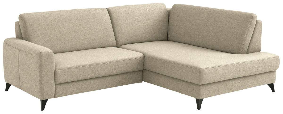 ECKSOFA  Chenille Sandfarben  - Sandfarben/Schwarz, Design, Textil/Metall (239/182cm) - Beldomo Comfort