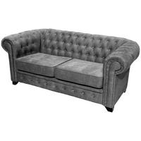 CHESTERFIELD-SOFA CHESTERFIELD Flachgewebe Grau  - Schwarz/Grau, KONVENTIONELL, Holz/Textil (182/72/92cm) - Livetastic