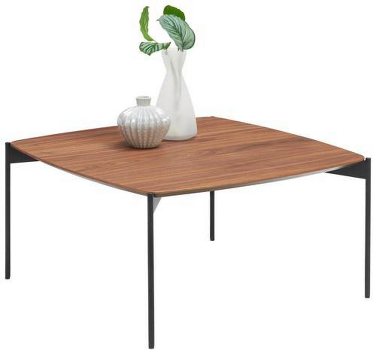 COUCHTISCH Amerikanischer Nussbaum furniert 83/83/42 cm quadratisch Schwarz, Nussbaumfarben  - Nussbaumfarben/Schwarz, Design, Holz/Metall (83/83/42cm) - Venjakob