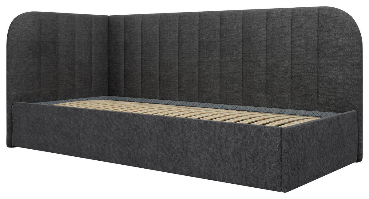 STOPPAD SÄNG 90/200 cm  i mörkgrå  - mörkgrå/svart, Modern, trämaterial/trä (90/200cm) - MID.YOU