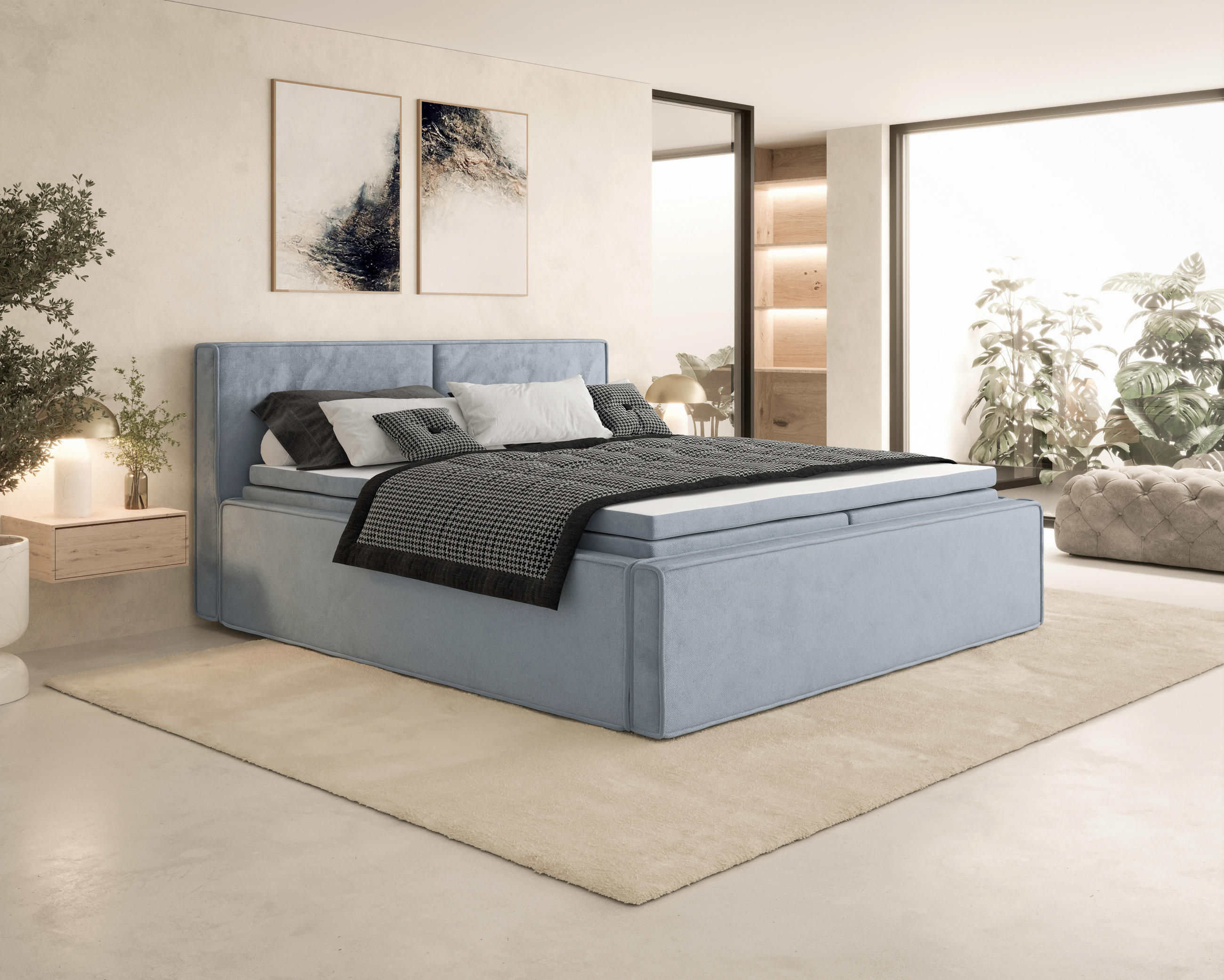 BOXBETT 180/200 cm  in Grau  - Grau, MODERN, Textil (180/200cm) - MID.YOU