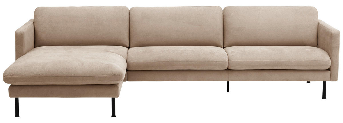 ECKSOFA in Flachgewebe Beige  - Beige/Schwarz, Modern, Textil/Metall (286/78/160cm) - Max Winzer