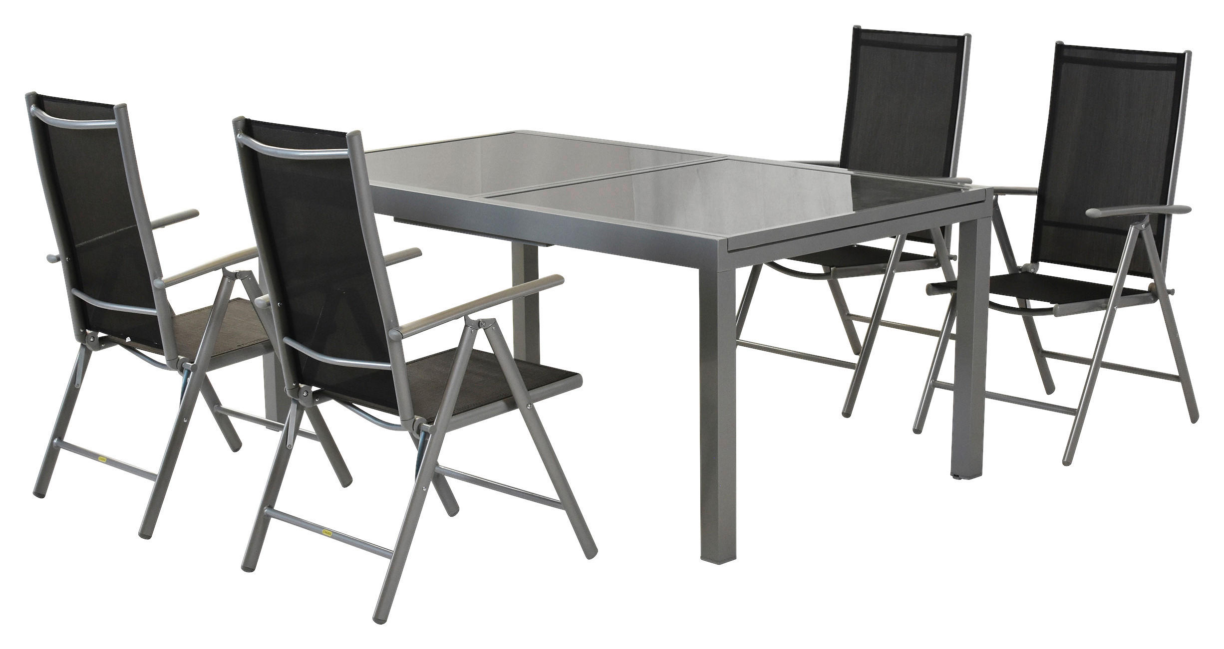 GARTENSET 5-teilig Aluminium 5-teilig  - Silberfarben/Schwarz, MODERN, Textil/Metall - Gardenson