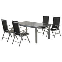 GARTENSET 5-teilig  - Silberfarben/Schwarz, MODERN, Textil/Metall - Gardenson