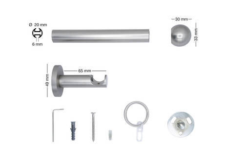 Thumbnail - Xxxl Vorhangstangenset Ball, Edelstahl, Metall, 35-teilig, 210 cm, Wohntextilien, Gardinen & Vorhänge, Gardinen-Stangen