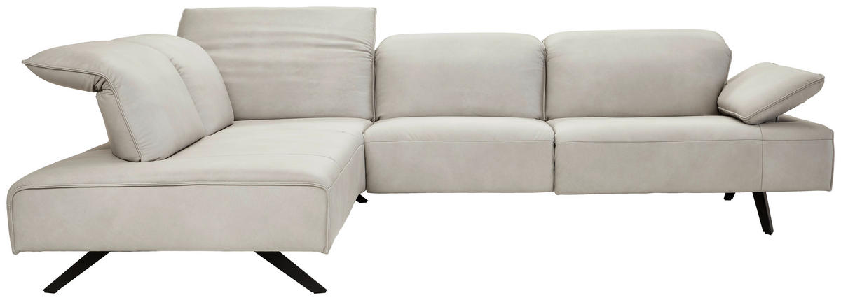 ECKSOFA  in Echtleder Greige  290/230 cm  - Greige/Anthrazit, Design, Leder/Metall (290/230cm) - Johann Jakob