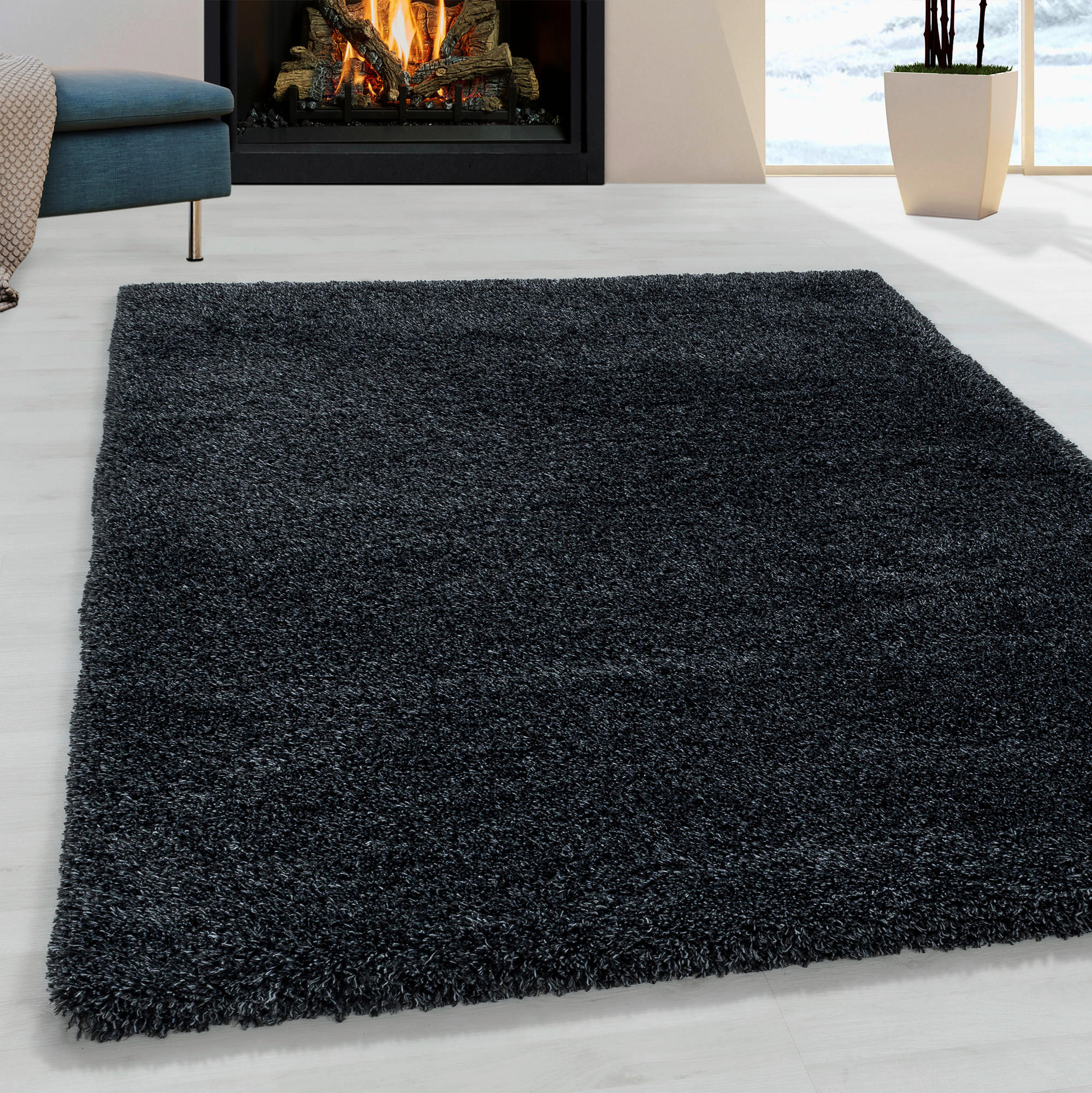 HOCHFLORTEPPICH 60/110 cm Fluffy 3500 Athrazit Anthrazit - Anthrazit, Basics, Textil (60/110cm)