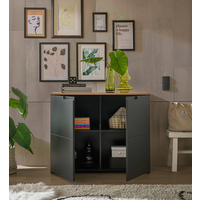 KOMMODE , 100/80/40 cm,  - Eichefarben/Schwarz, Design, Holzwerkstoff/Kunststoff (100/80/40cm) - MID.YOU