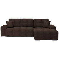 ECKSOFA Dunkelbraun Webstoff  - Dunkelbraun/Silberfarben, Design, Kunststoff/Textil (280/194cm) - Carryhome