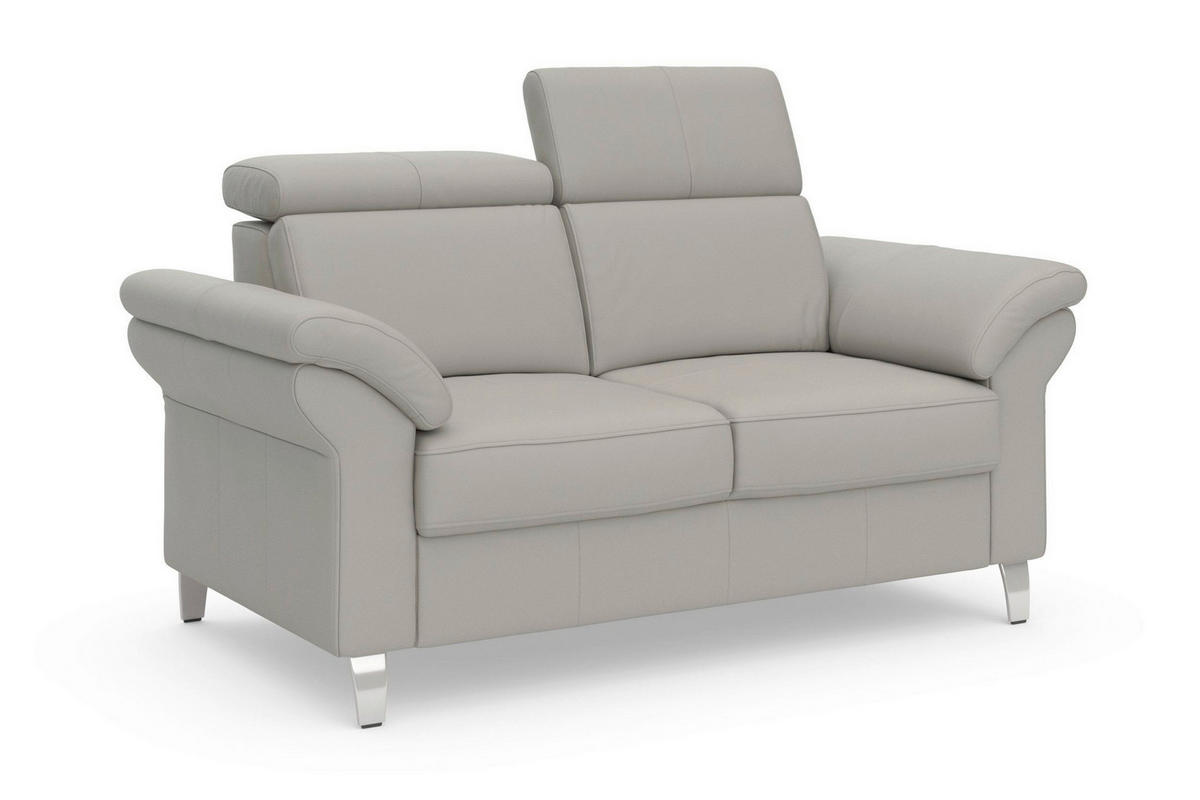 2-SITZER-SOFA ARNGAST E Hellgrau Echtleder  - Chromfarben/Hellgrau, Basics, Leder/Textil (156/84/93cm) - Sit & More