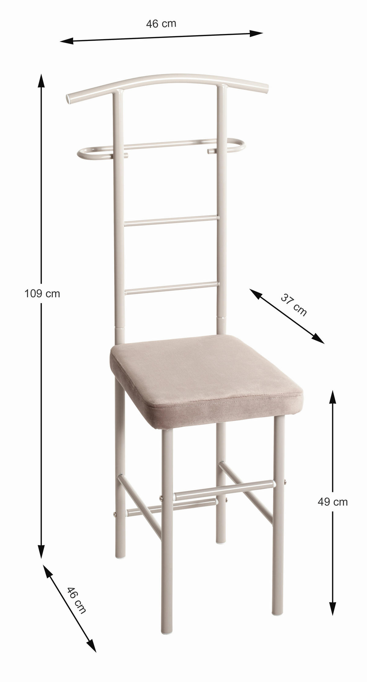 HERRENDIENER in Kaschmir 46/109/46 cm   - Kaschmir, Basics, Textil/Metall (46/109/46cm)