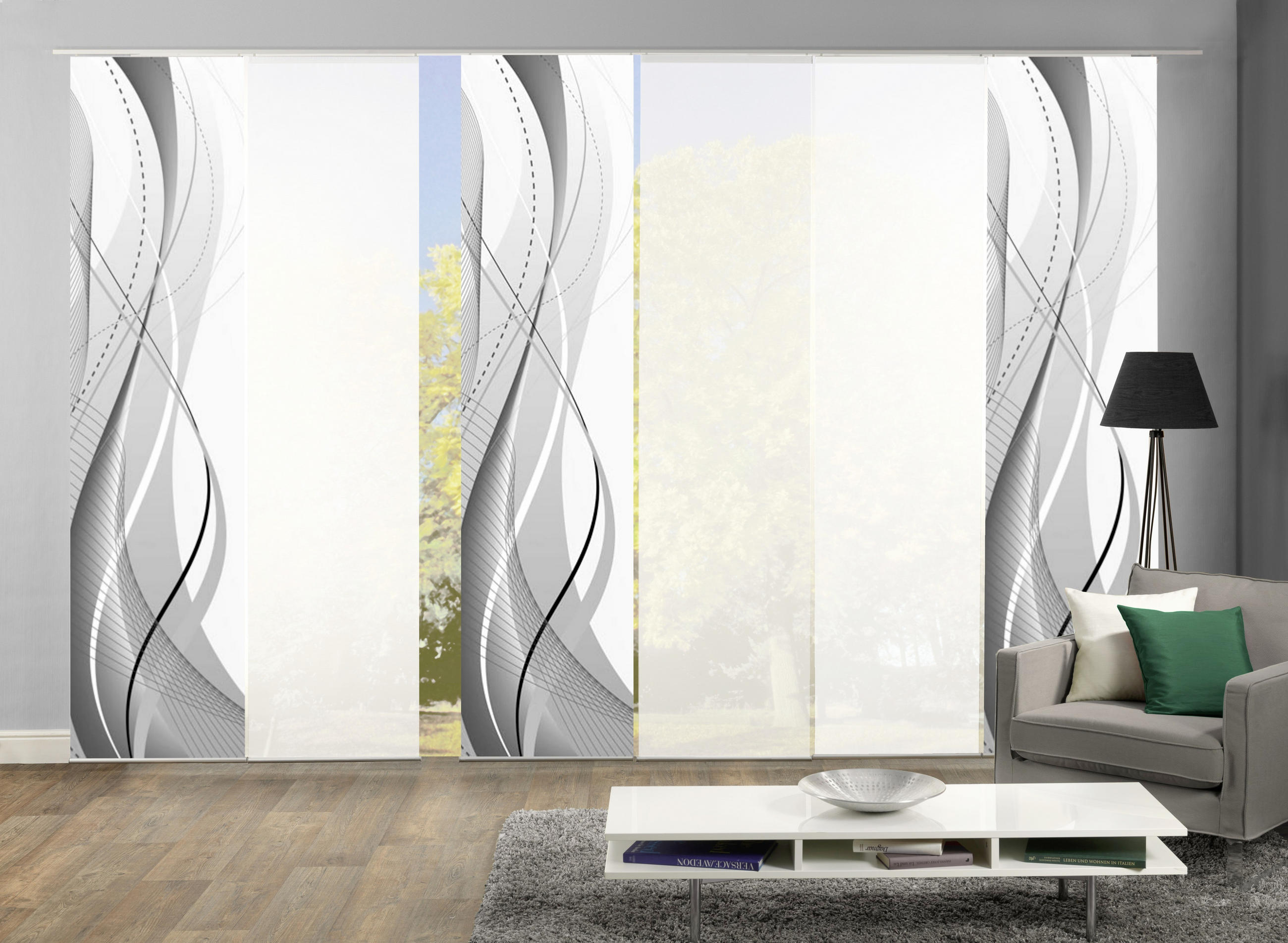 FLÄCHENVORHANG 6ER SET  6 Stück  halbtransparent   6x60/245 cm  - Grau, Design, Textil (6x60/245cm)