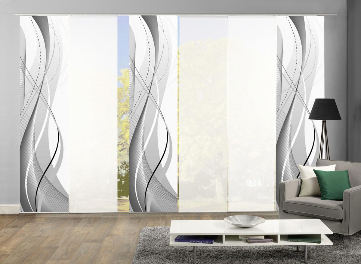 FLÄCHENVORHANG  6 Stück  halbtransparent   6x60/245 cm  - Grau, Design, Textil (6x60/245cm)