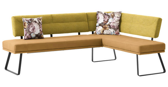 ECKBANK 225/169 cm in Gelb, Schwarz - Gelb/Schwarz, Design, Textil/Metall (225/169cm) - Dieter Knoll