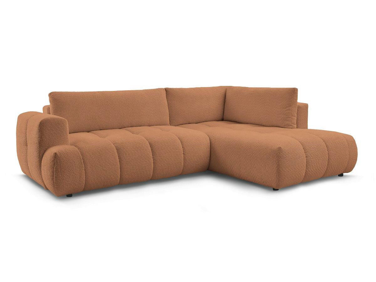 ECKSCHLAFSOFA EVEREST Bouclé Orange  inkl. Rückenkissen, Schlaffunktion  - Schwarz/Orange, MODERN, Kunststoff/Textil (282/204cm)