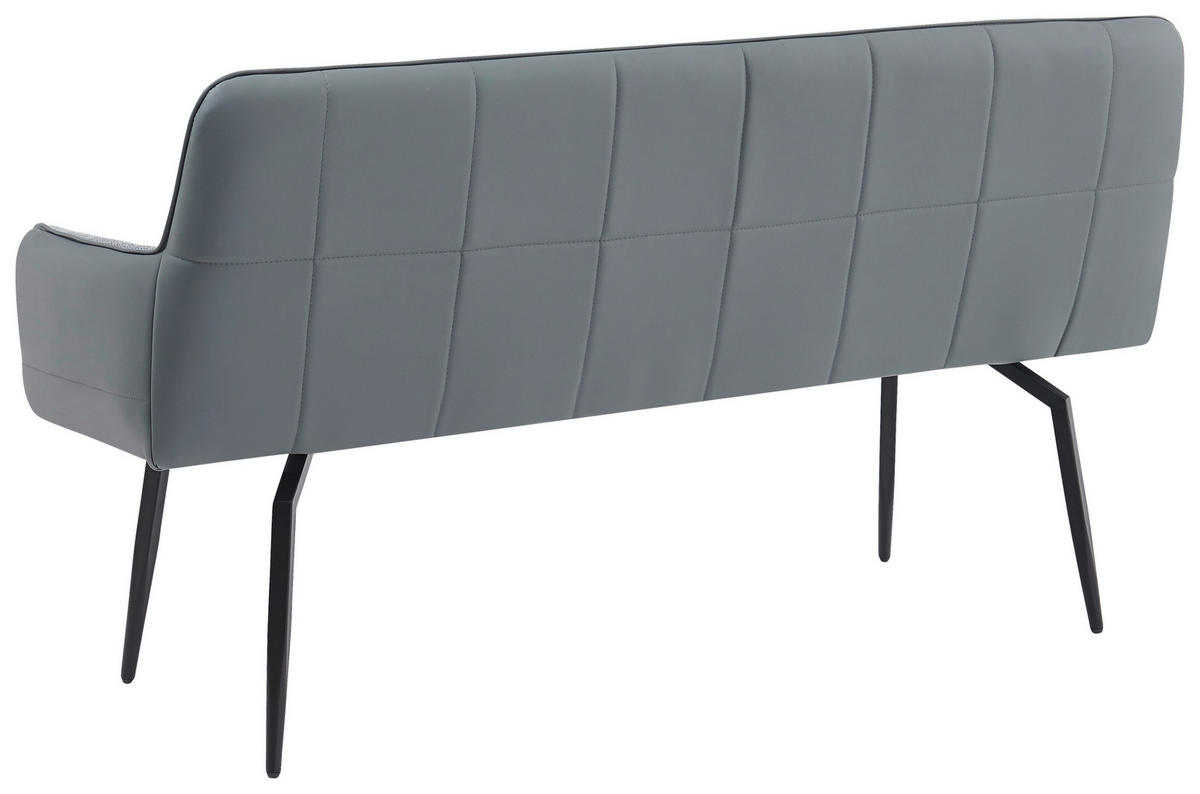 SITZBANK 161/90/61 cm Lederlook, Leinenoptik Hellgrau, Dunkelgrau  - Dunkelgrau/Hellgrau, MODERN, Textil/Metall (161/90/61cm) - Livetastic