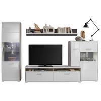 HYLLKOMBINATION  i grå, silver, vit  319/201/52 cm  - vit/silver, Design, metall/trämaterial (319/201/52cm) - Livetastic