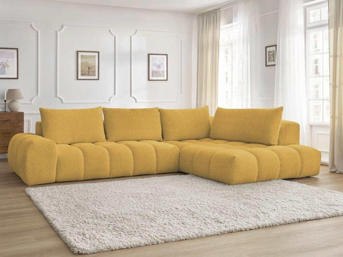 ECKSOFA Ottomane rechts  EVEREST Gelb Flachgewebe  - Gelb/Schwarz, MODERN, Kunststoff/Textil (352/210cm)