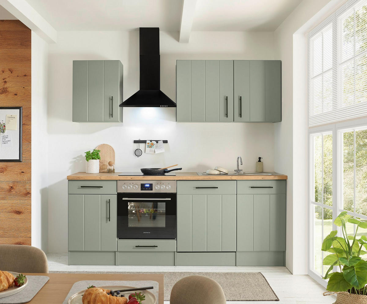 MODULKÖK UTAN VITVAROR 220 cm   i vildek, vassgrön  - vassgrön/vildek, Trend, metall/trämaterial (220cm) - Respekta