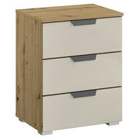 NACHTSCHRANK 47/62/42 cm, Champagner, Eiche Artisan,  - Champagner/Alufarben, MODERN, Glas/Holzwerkstoff (47/62/42cm) - Rauch Möbel