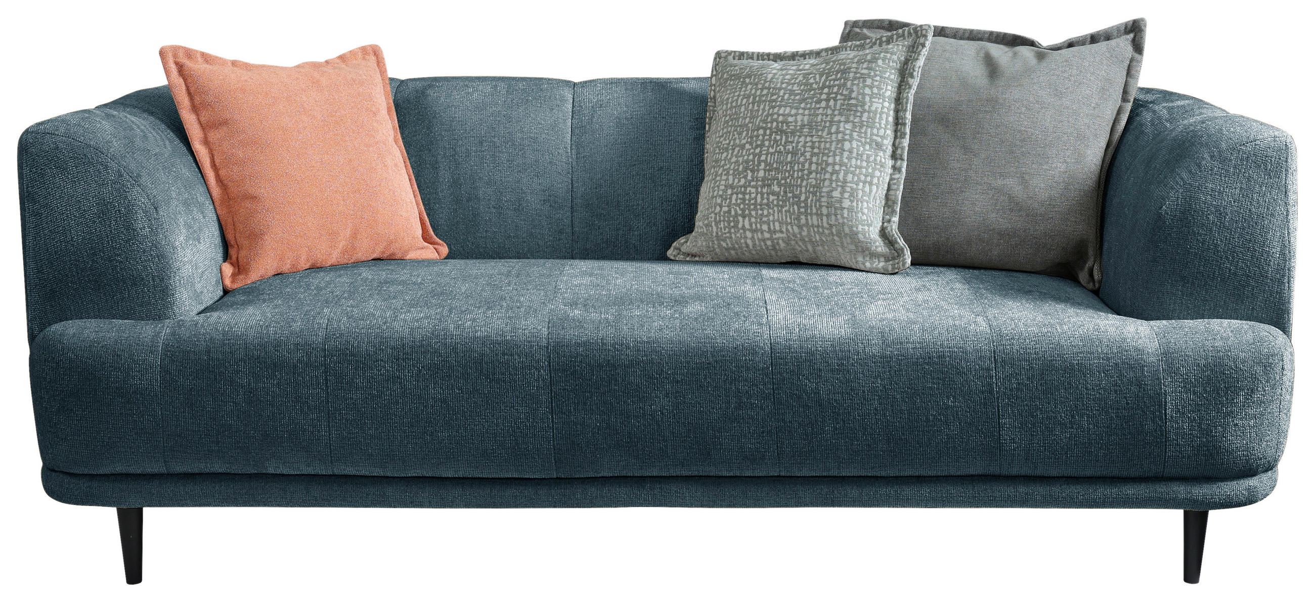3-SITZER-SOFA in Flachgewebe Blau  - Blau/Schwarz, Design, Textil/Metall (226/77/106cm) - MID.YOU