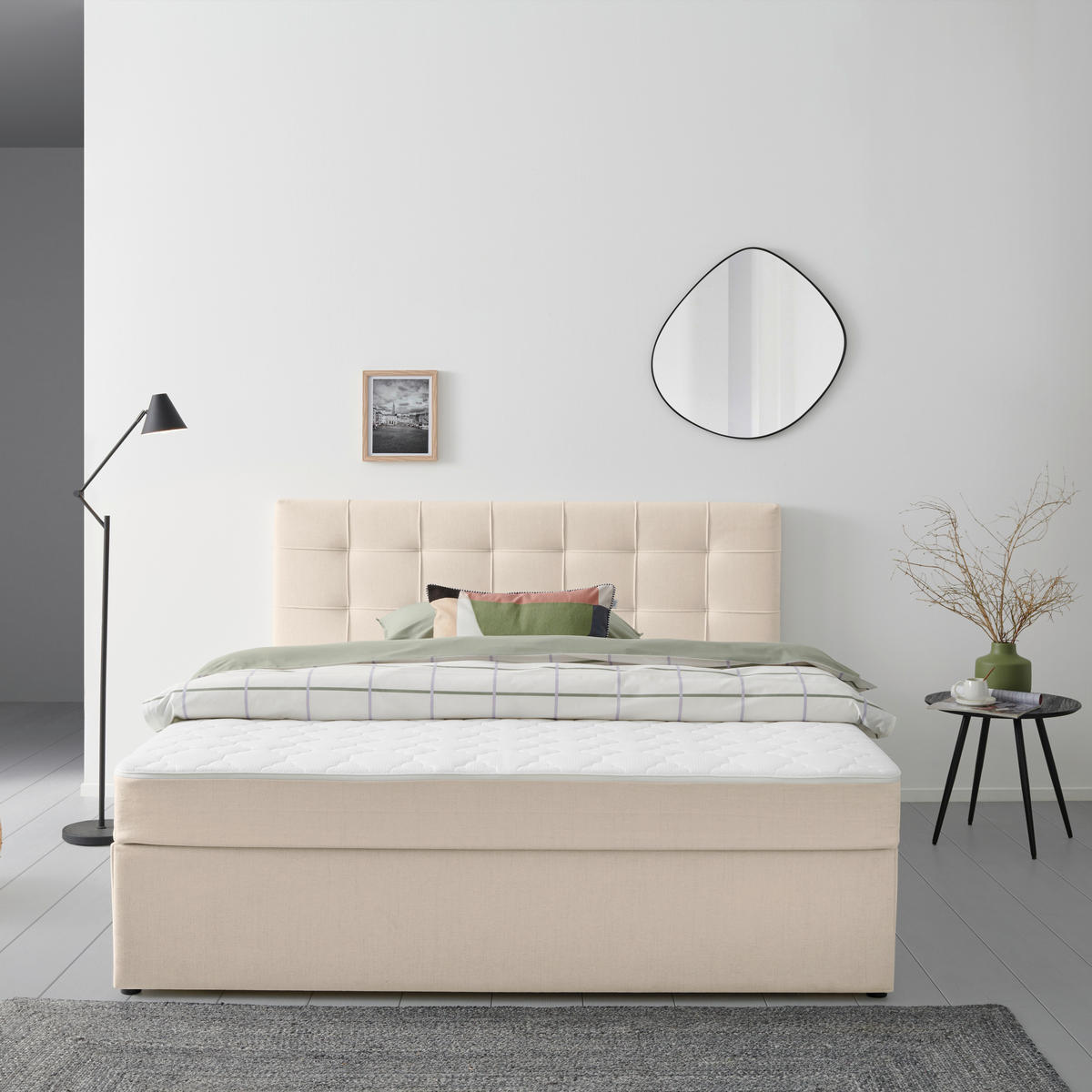 BOXBETT 200/200 cm,  in Creme,  - Creme, MODERN, Holz/Textil (200/200cm) - MID.YOU