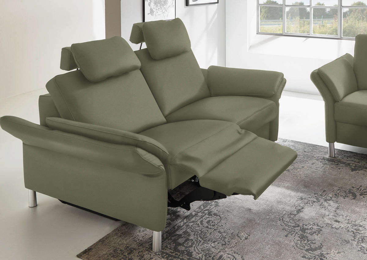 3-SITZER-SOFA in Echtleder Olivgrün  - Alufarben/Olivgrün, Design, Leder/Metall (190/82/99cm) - Dieter Knoll