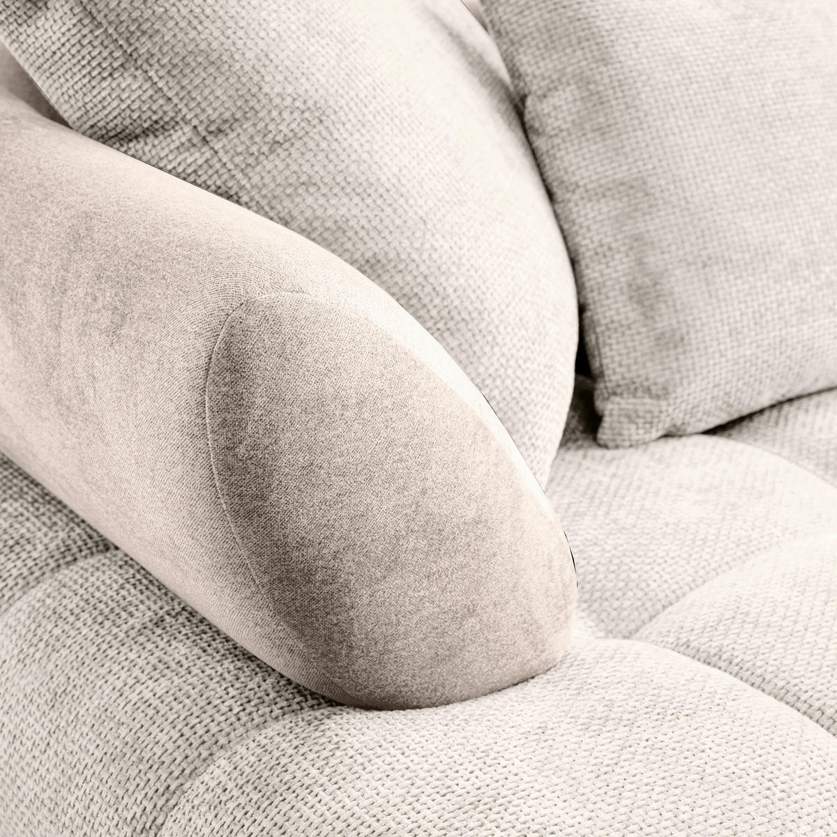 ECKSOFA Beige Chenille Zierkissen, Rückenkissen, Rücken echt  - Beige/Schwarz, MODERN, Textil/Metall (262/184cm) - MID.YOU