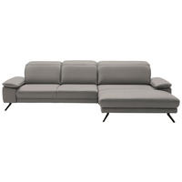 ECKSOFA in Echtleder Hellgrau  332/193 cm  - Hellgrau/Schwarz, Design, Leder/Metall (332/193cm) - Dieter Knoll