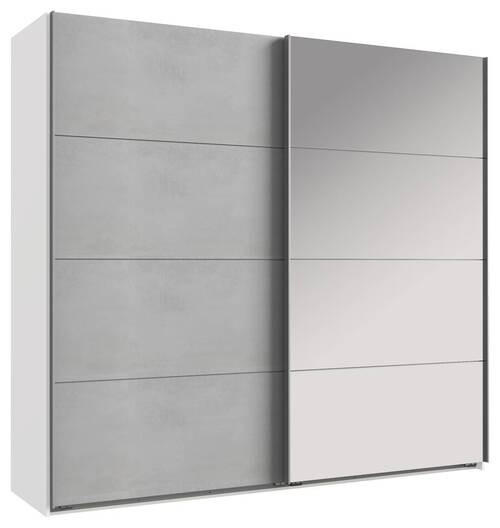 GARDEROB MED SKJUTDÖRRAR 225/210/65 cm 2-dörrar - vit/aluminiumfärg, Design, metall/trämaterial (225/210/65cm) - Carryhome