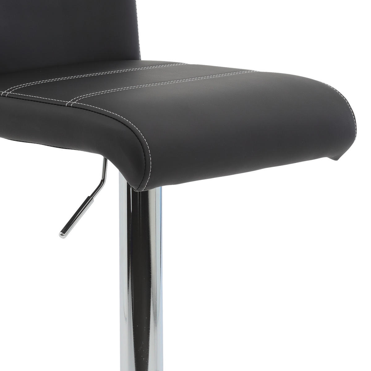 BARHOCKER-SET Lederlook Schwarz Stahl Sitzfläche 360° drehbar, mit Griff  - Chromfarben/Schwarz, MODERN, Textil/Metall (38/97-119/50cm) - MID.YOU