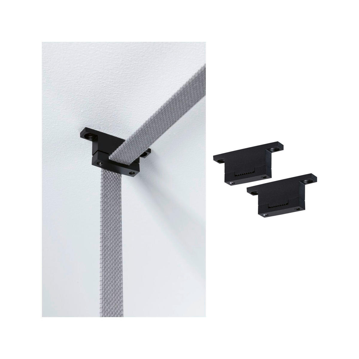SEILSYSTEM-MONTAGESET ULine 1,2/3,0/7,2 cm   - Schwarz, Basics, Metall (1,2/3,0/7,2cm) - Paulmann