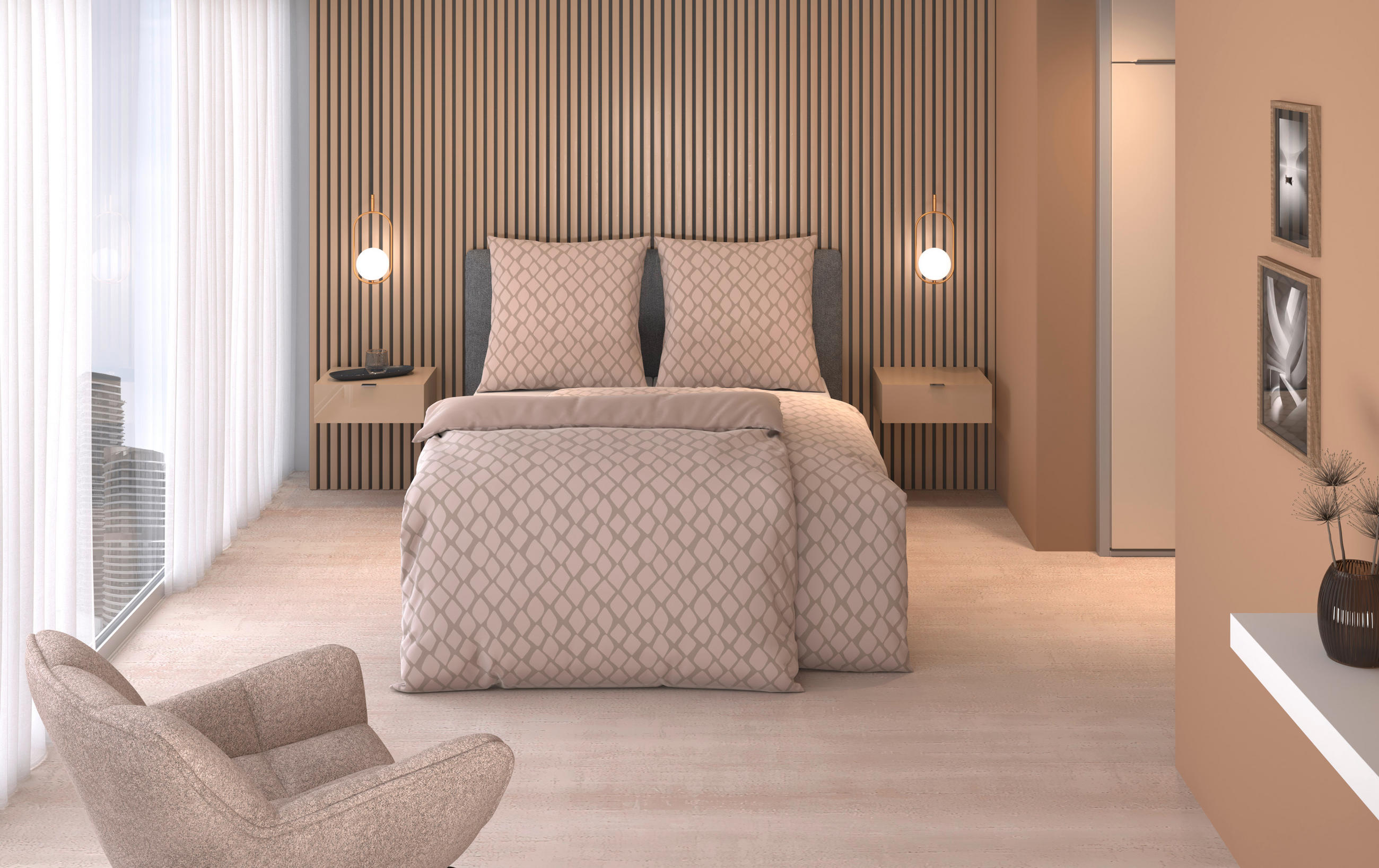 WENDEBETTWÄSCHE STRIPES DK Satin 200/200 cm  - Beige, Design, Textil (200/200cm) - Dieter Knoll