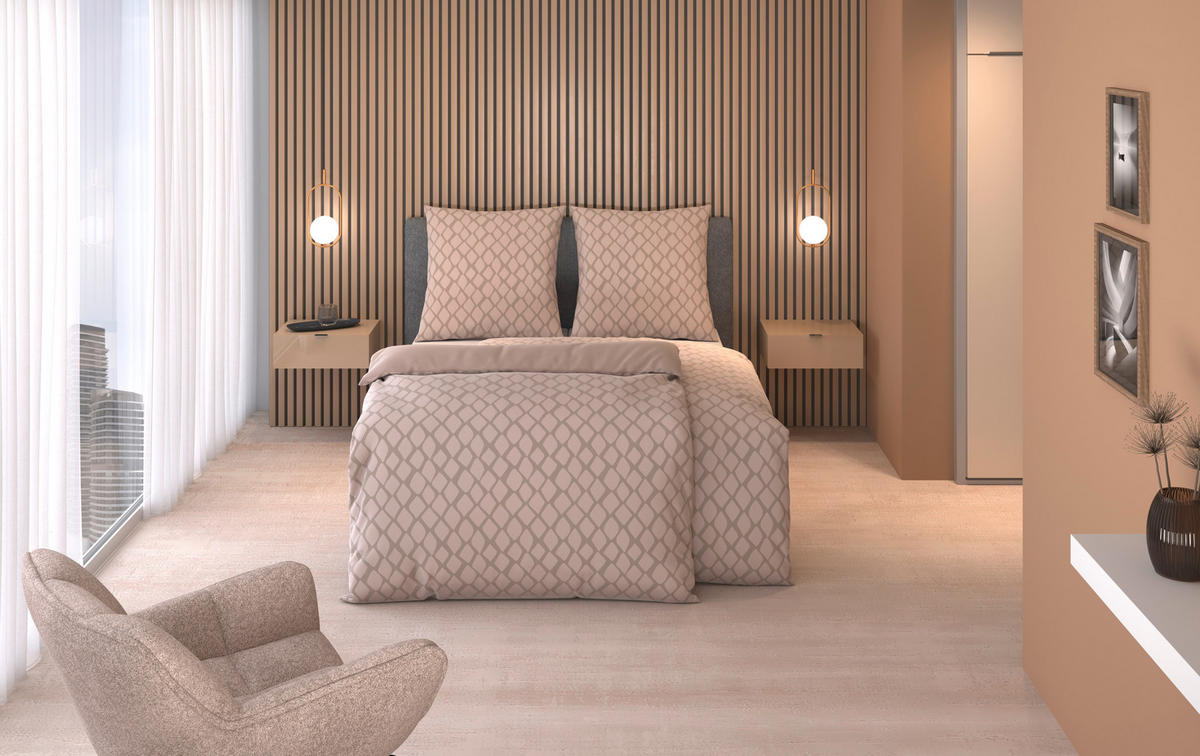 WENDEBETTWÄSCHE STRIPES DK Satin 200/200 cm  - Beige, Design, Textil (200/200cm) - Dieter Knoll
