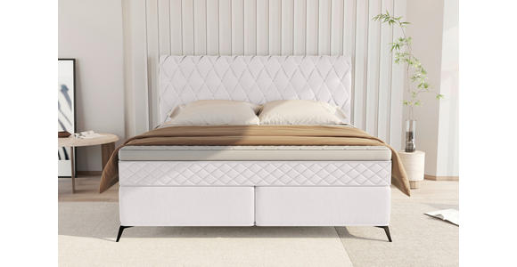 BOXSPRINGBETT 160/200 cm in Greige - Greige/Schwarz, KONVENTIONELL, Textil/Metall (160/200cm) - Carryhome