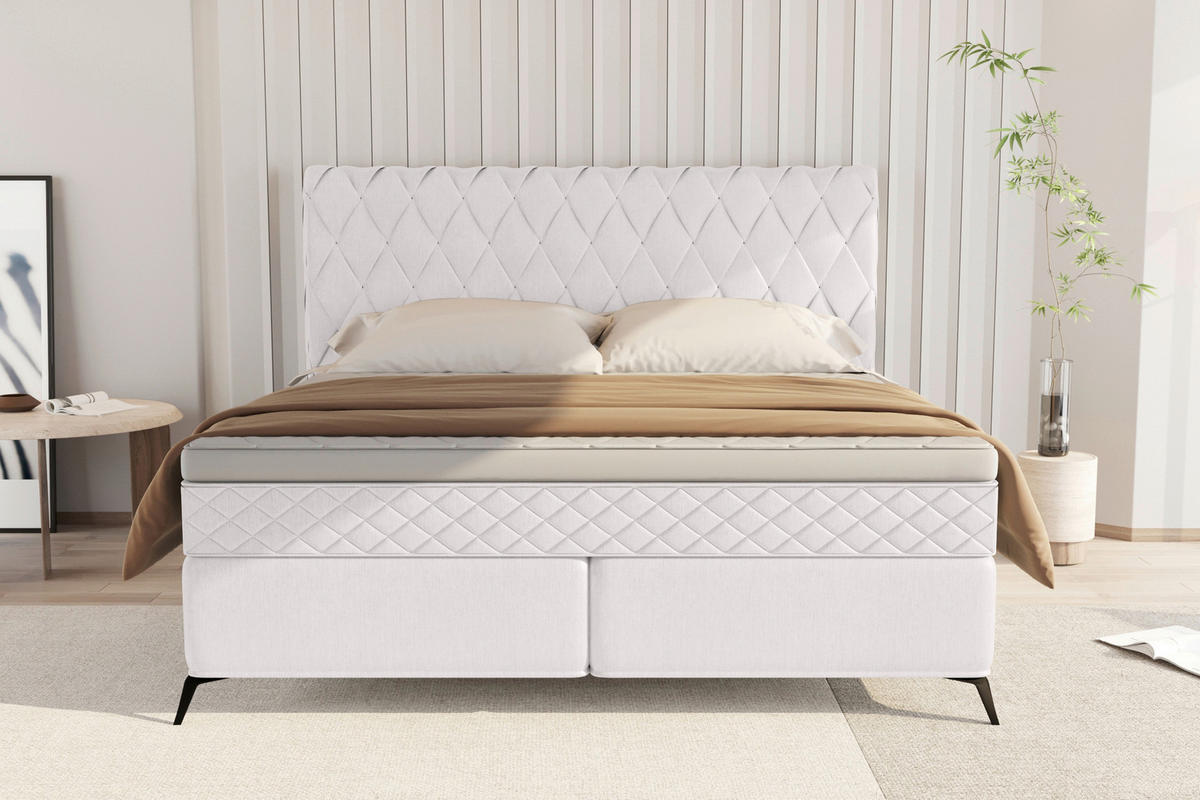 BOXSPRINGBETT 160/200 cm  in Greige  - Greige/Schwarz, Konventionell, Textil/Metall (160/200cm) - Carryhome