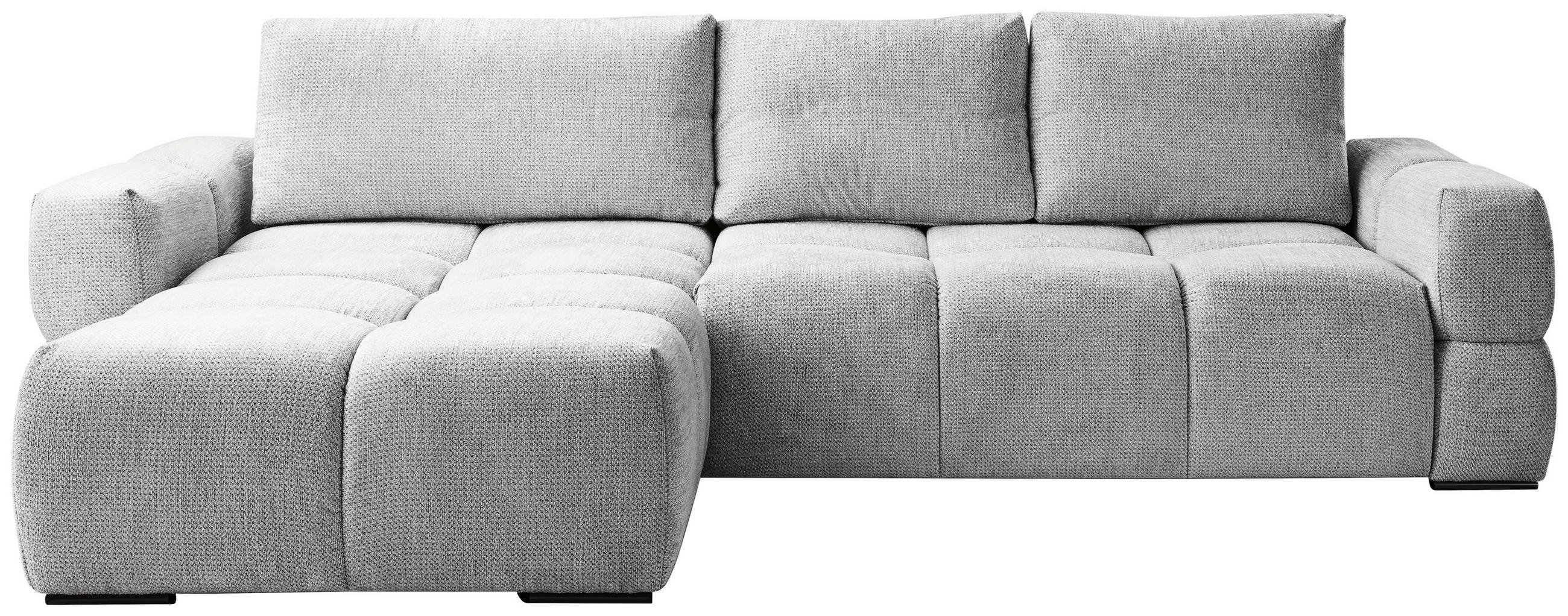 ECKSOFA in Chenille Silberfarben  - Silberfarben/Schwarz, Design, Textil/Metall (173/299cm) - Stylife