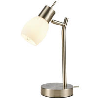 TISCHLEUCHTE   - Weiß/Nickelfarben, KONVENTIONELL, Glas/Metall (34,5cm) - Novel