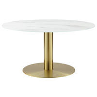KONFERENČNÍ STOLEK, bílá, barvy zlata, kov, sklo, 80/80/45 cm - bílá/barvy zlata, Design, kov/sklo (80/80/45cm) - Ambia Home