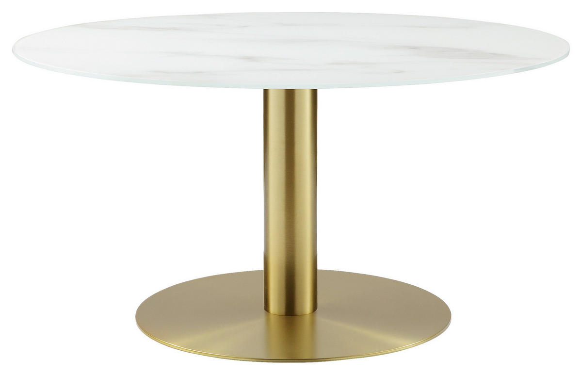 KONFERENČNÍ STOLEK, bílá, barvy zlata, kov, sklo, 80/80/45 cm - bílá/barvy zlata, Design, kov/sklo (80/80/45cm) - Ambia Home