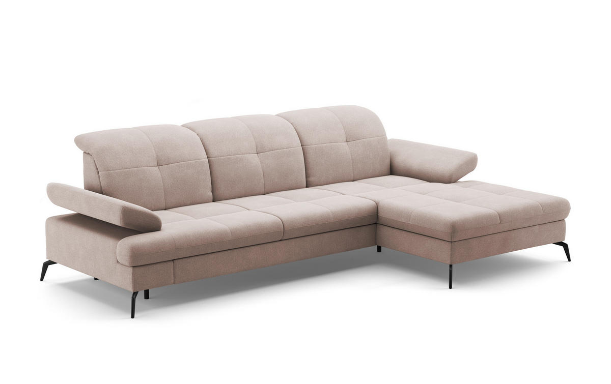 ECKSOFA in Flachgewebe Greige  - Greige/Schwarz, Konventionell, Textil/Metall (279/185cm) - Sit & More