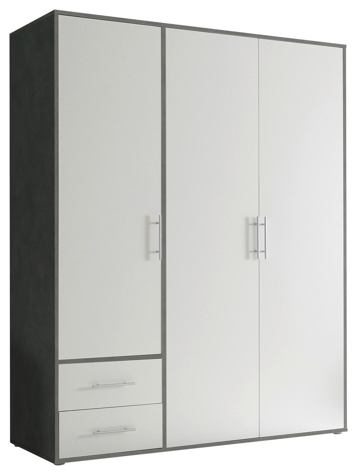 DREHTÜRENSCHRANK in Grau, Weiss  - Weiss/Alufarben, Konventionell, Holzwerkstoff/Kunststoff (155/195/60cm) - Carryhome