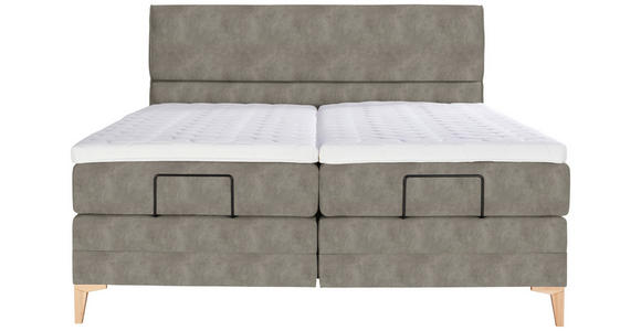 BOXSPRINGBETT 160/200 cm  in Hellgrau  - Eichefarben/Hellgrau, KONVENTIONELL, Holz/Textil (160/200cm) - Voleo