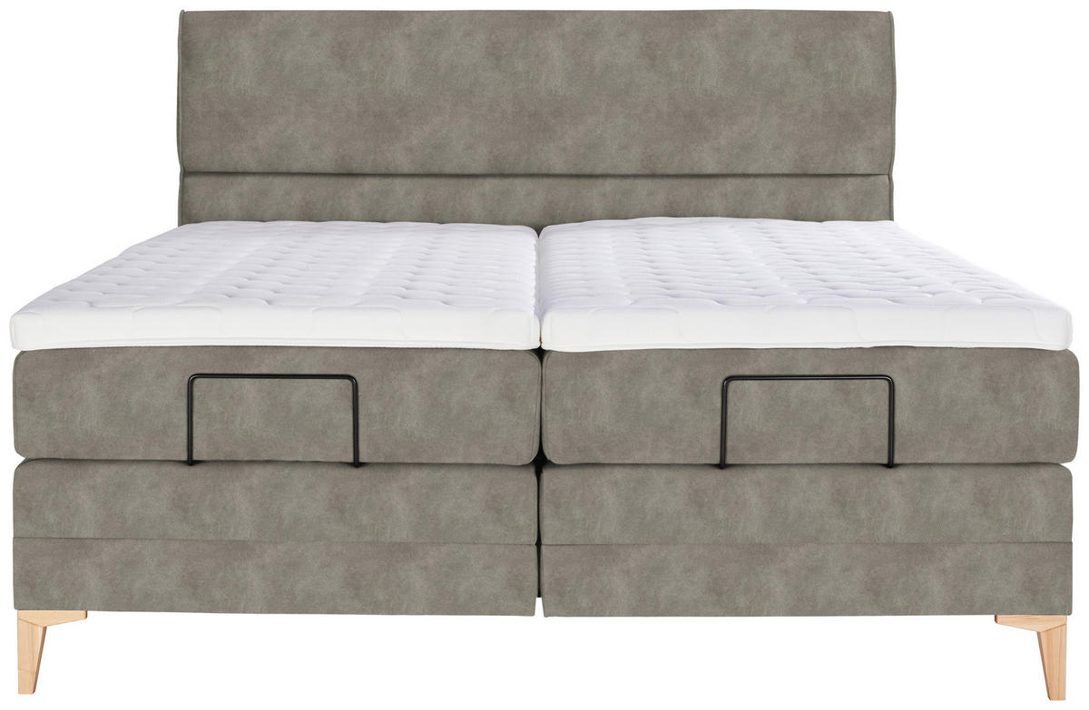 BOXSPRINGBETT 160/200 cm  in Hellgrau  - Eichefarben/Hellgrau, KONVENTIONELL, Holz/Textil (160/200cm) - Voleo