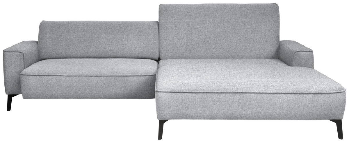 ECKSOFA in Flachgewebe Grau  285/190 cm  - Schwarz/Grau, Design, Textil/Metall (285/190cm) - Johann Jakob